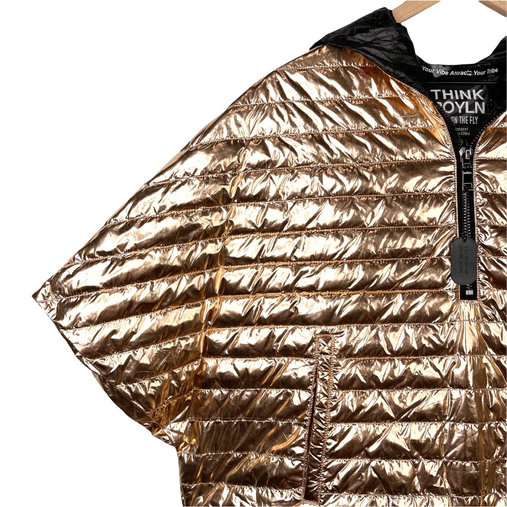 THINK ROYLN Heroine Quilted Down Filled Poncho in Rose Gold Metallic - Picture 7 of 15